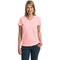 Hanes  Ladies Tagless  100% Cotton V-Neck T-Shirt